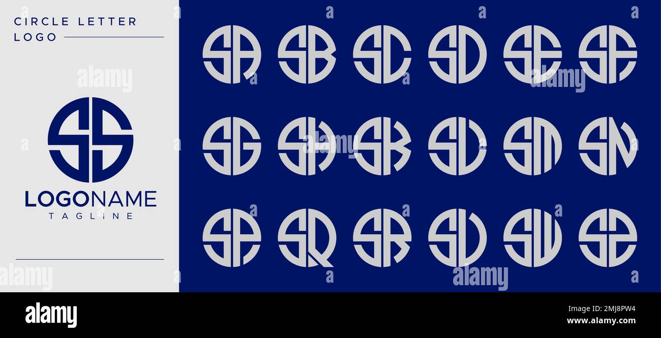 Set of S letter logo design template. Circle S letter logo design vector. Stock Vector