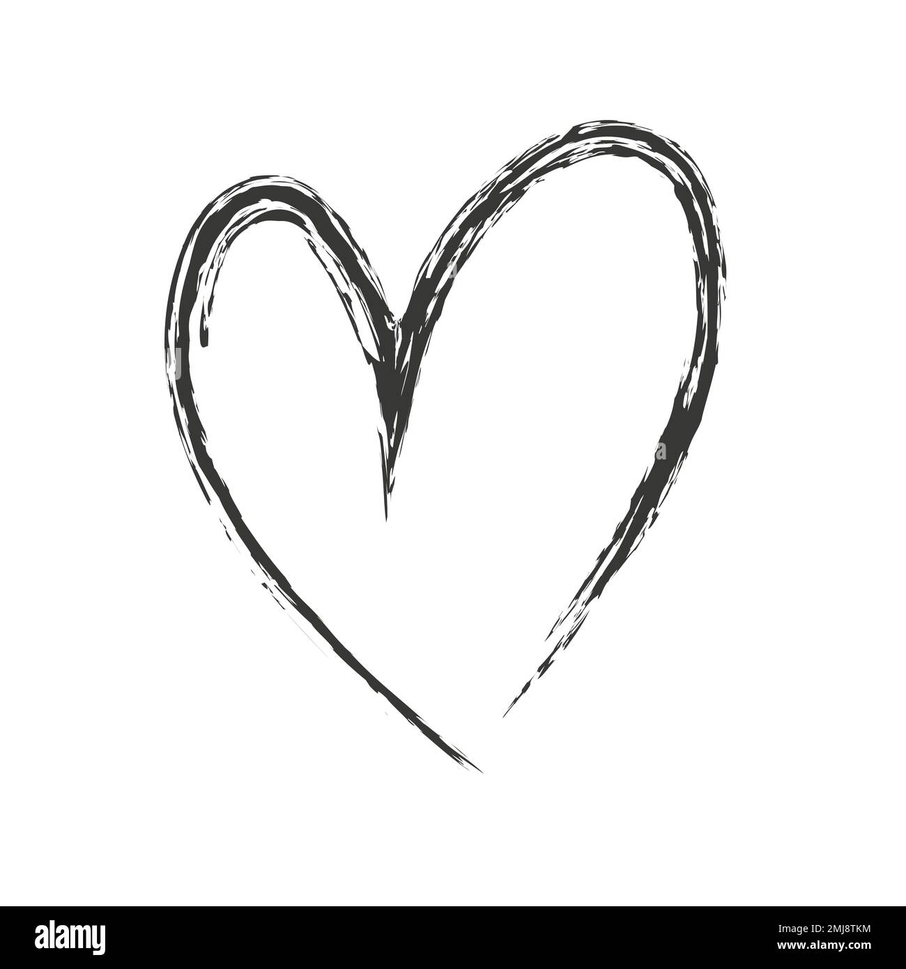 Hand painted heart. Vector simple black heart symbol. Cute ink heart