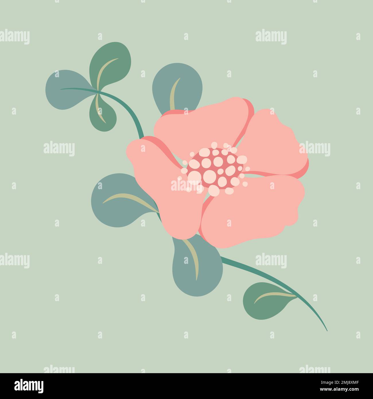 Pink flower, spring clipart vector illustration Stock Vector Image ...