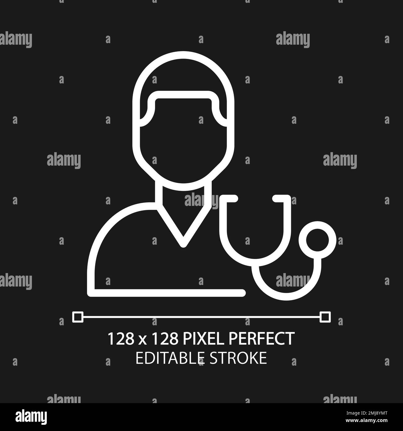 Diagnostics pixel perfect white linear icon for dark theme Stock Vector