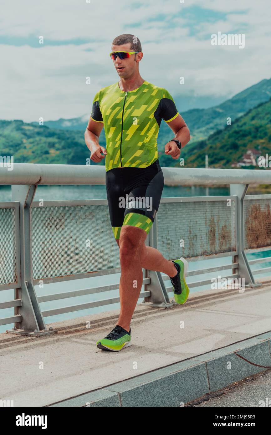 An athlete running a marathon and preparing for his competition. Photo