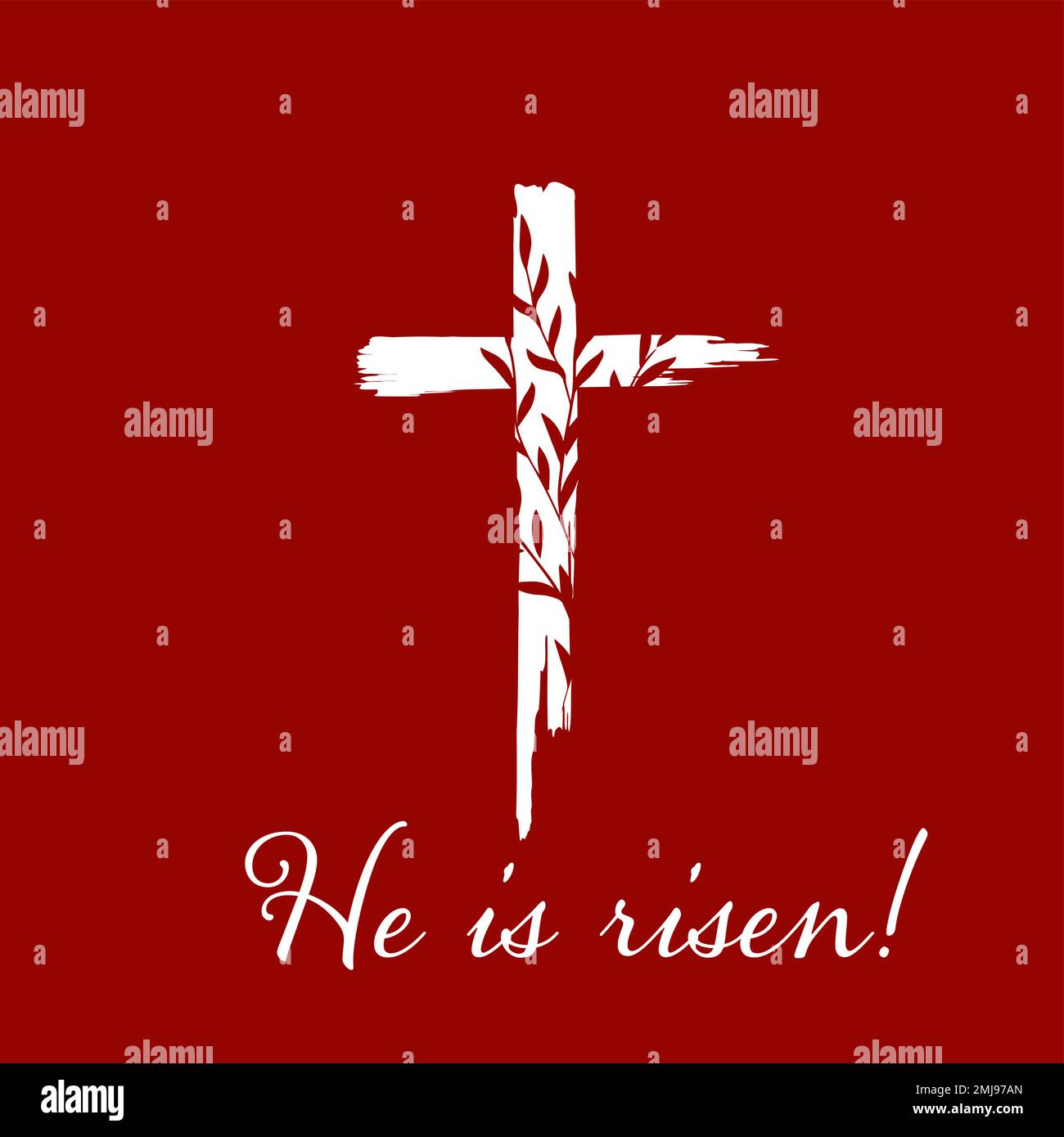 He has risen. Cross with a branch. Vector illustration Stock Vector