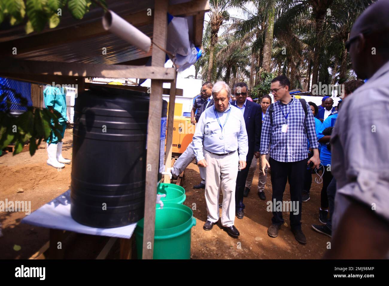 United Nations Secretary-General Antonio Guterres visits an Ebola center in  Beni, eastern Congo Sunday, Sept. 1, 2019. Guterres is starting a three-day  visit to Congo to see the work of UN peacekeepers,
