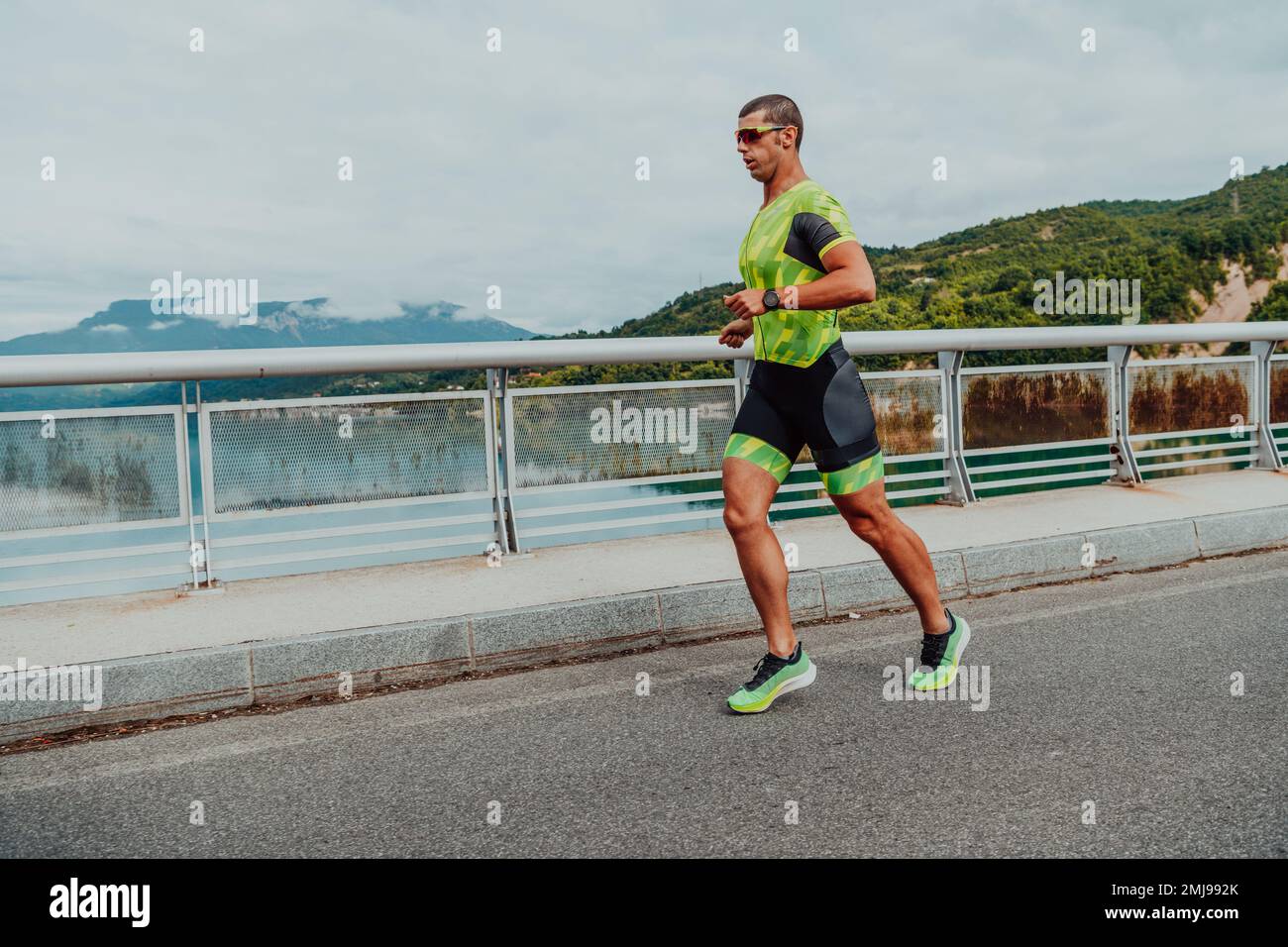 An athlete running a marathon and preparing for his competition. Photo