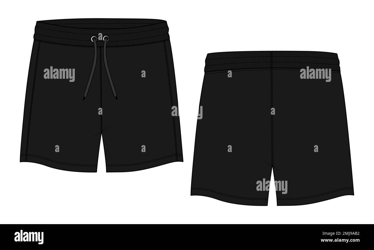 Boys Sweat Shorts vector fashion flat sketch template. Young Men
