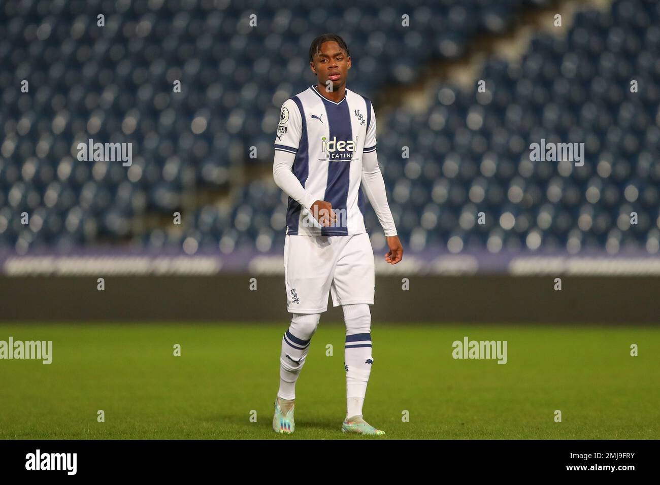 West Bromwich, UK. 27th Jan, 2023. Akeel Higgins of West Bromwich Albion in action during the Premier League 2 U23 match West Bromwich Albion U23 vs Aston Villa U23 at The Hawthorns, West Bromwich, United Kingdom, 27th January 2023 (Photo by Gareth Evans/News Images) Credit: News Images LTD/Alamy Live News Stock Photo