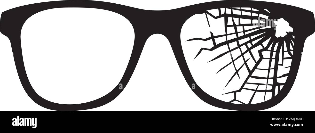 Broken Glasses Black White Vector Illustration Stock Vector
