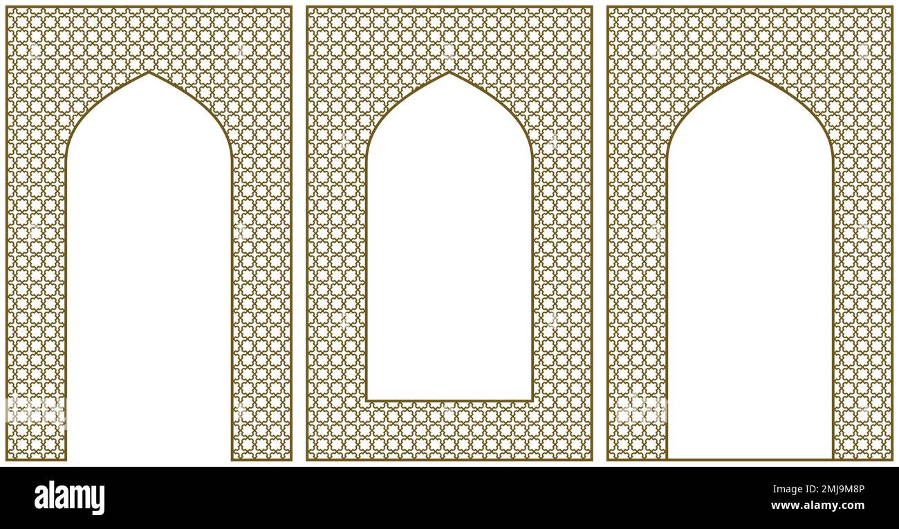 Arches and frames with arabic geometric ornament.Brown color Stock ...
