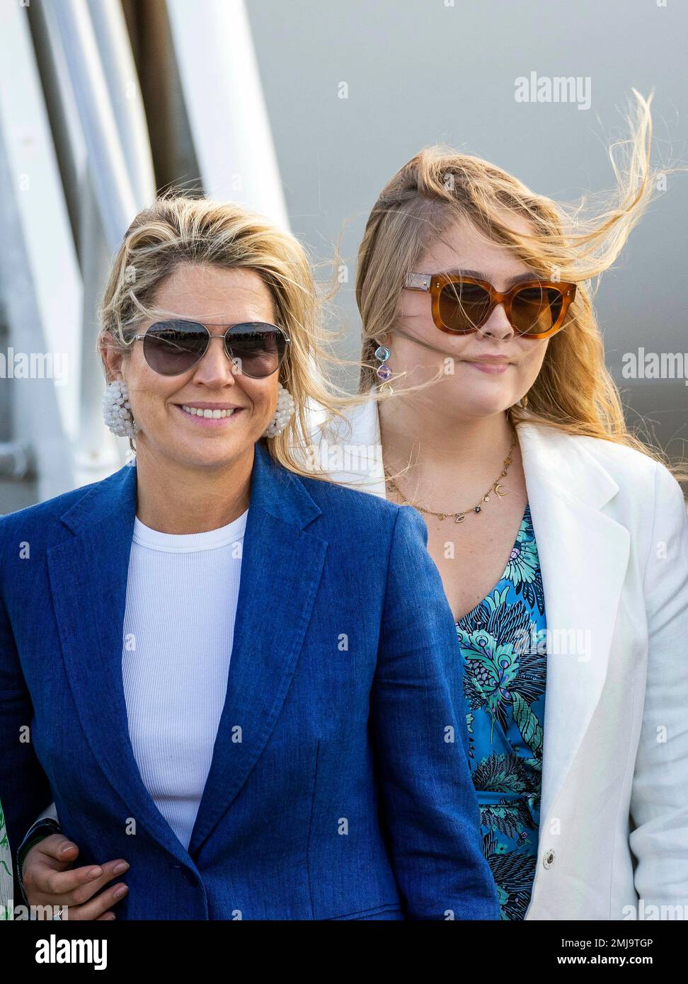 Queen Maxima and Princess Amalia of The Netherlands arrive at Bonaire ...