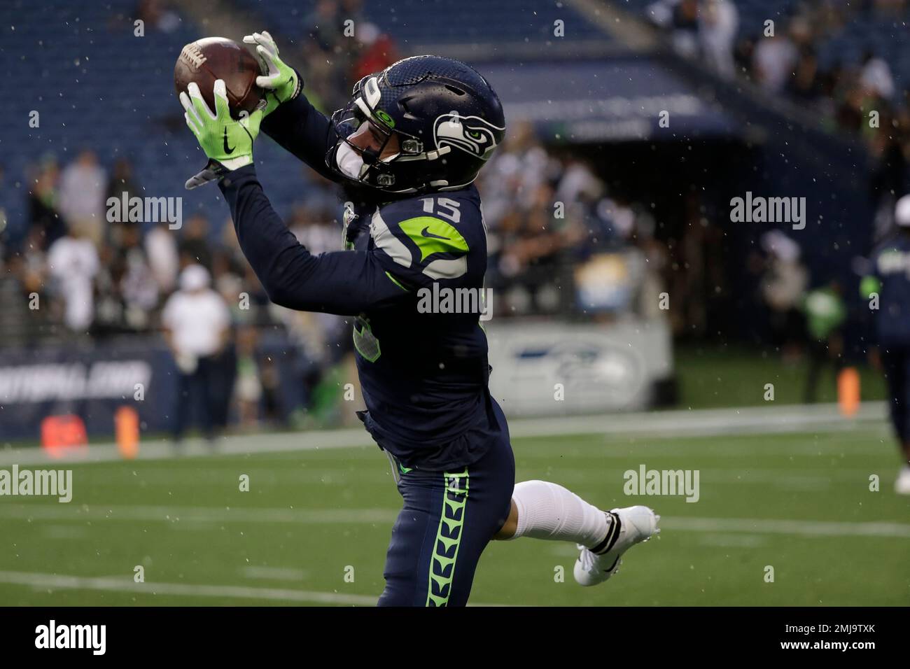 Seattle Seahawks cornerback Michael Jackson catches a football during the  NFL football team's training camp, Wednesday, Aug. 9, 2023, in Renton,  Wash. (AP Photo/Lindsey Wasson Stock Photo - Alamy
