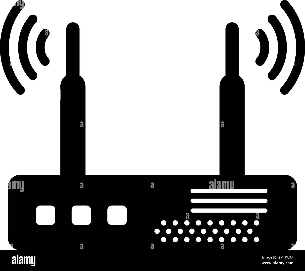 Internet Wi-Fi router silhouette. Relaying equipment. Editable vector. Stock Vector