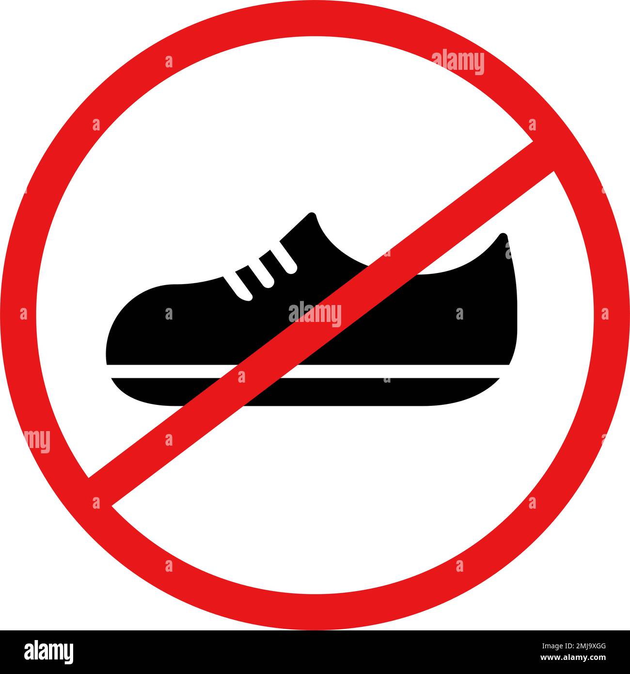 No shoes strictly prohibited sign. Shoes and stop mark. Editable vector ...
