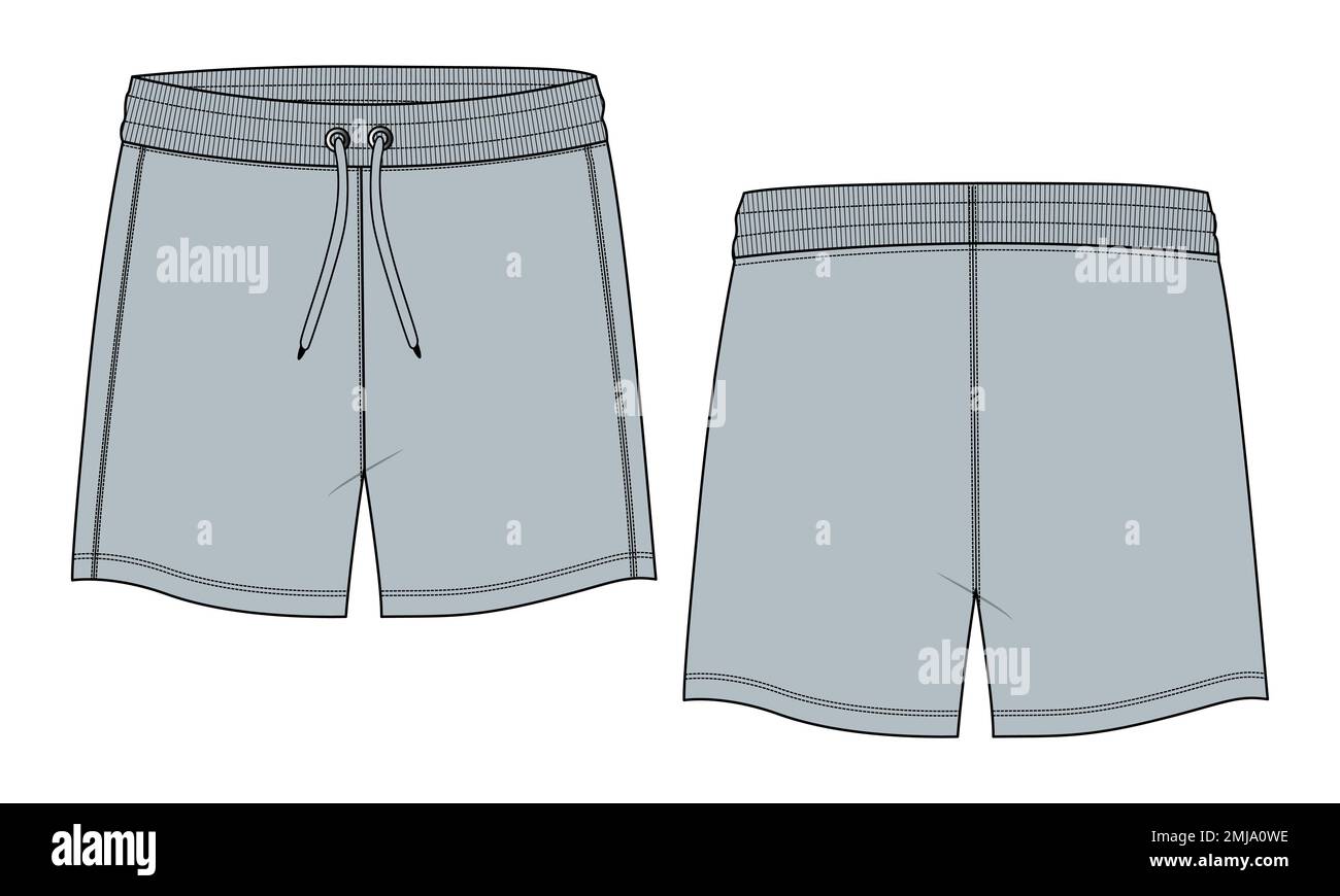 Boys Sweat Shorts vector fashion flat sketch template. Young Men ...