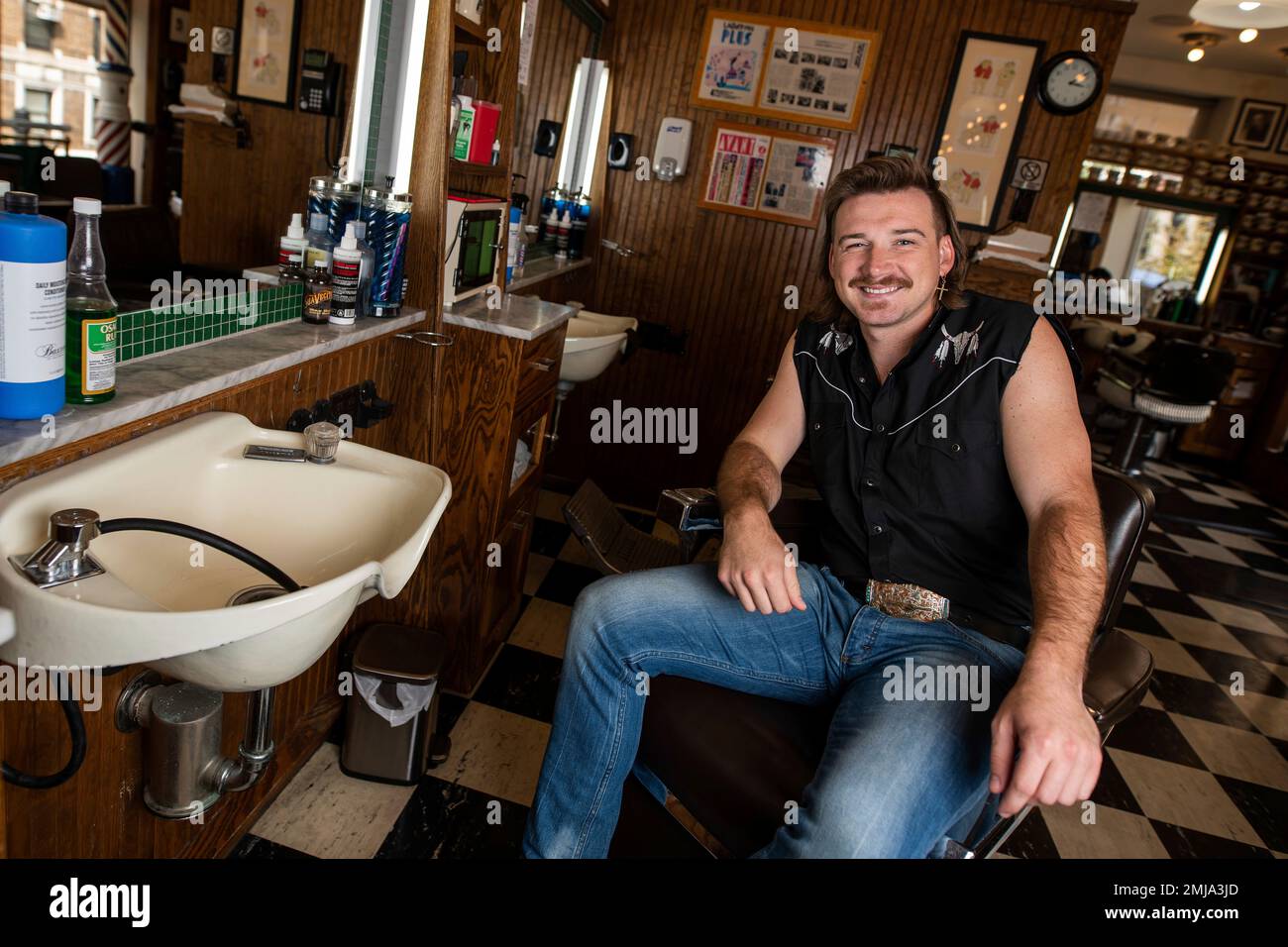 Country singer Wallen poses for a portrait after getting a