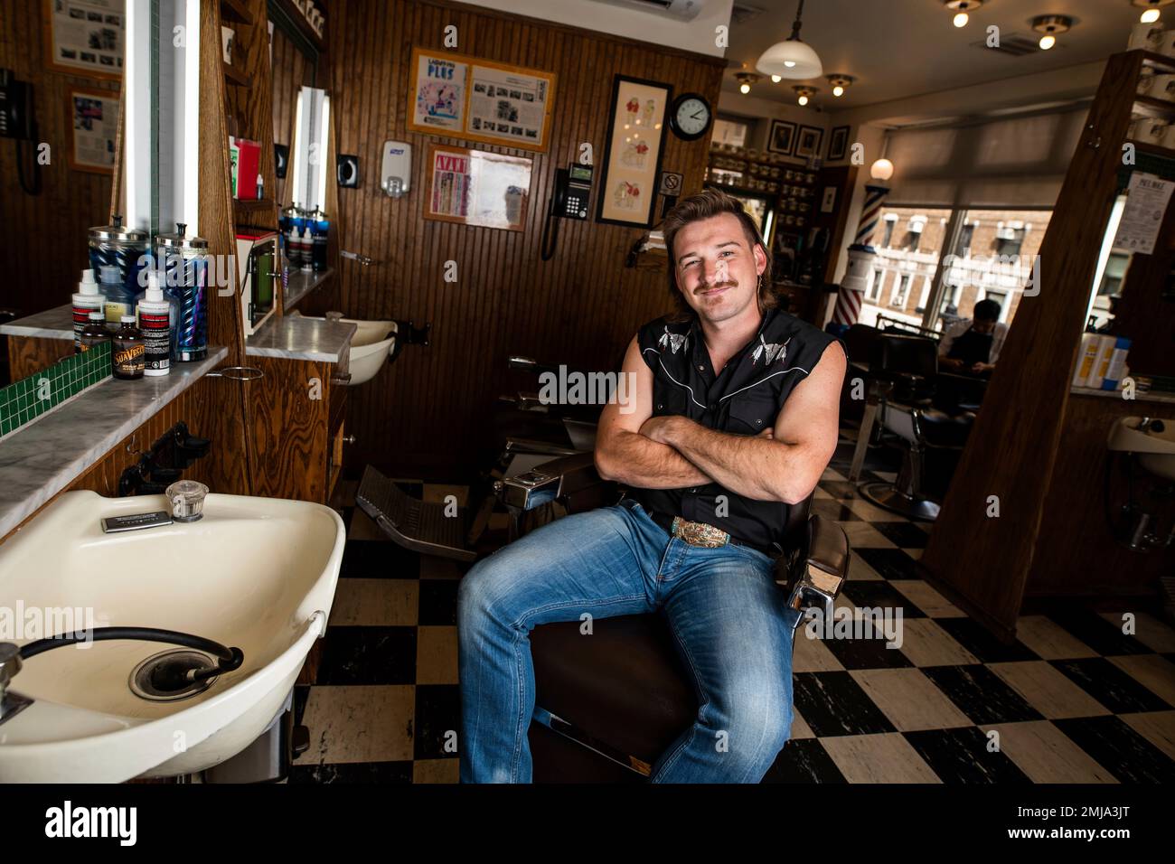 Country singer Wallen poses for a portrait after getting a