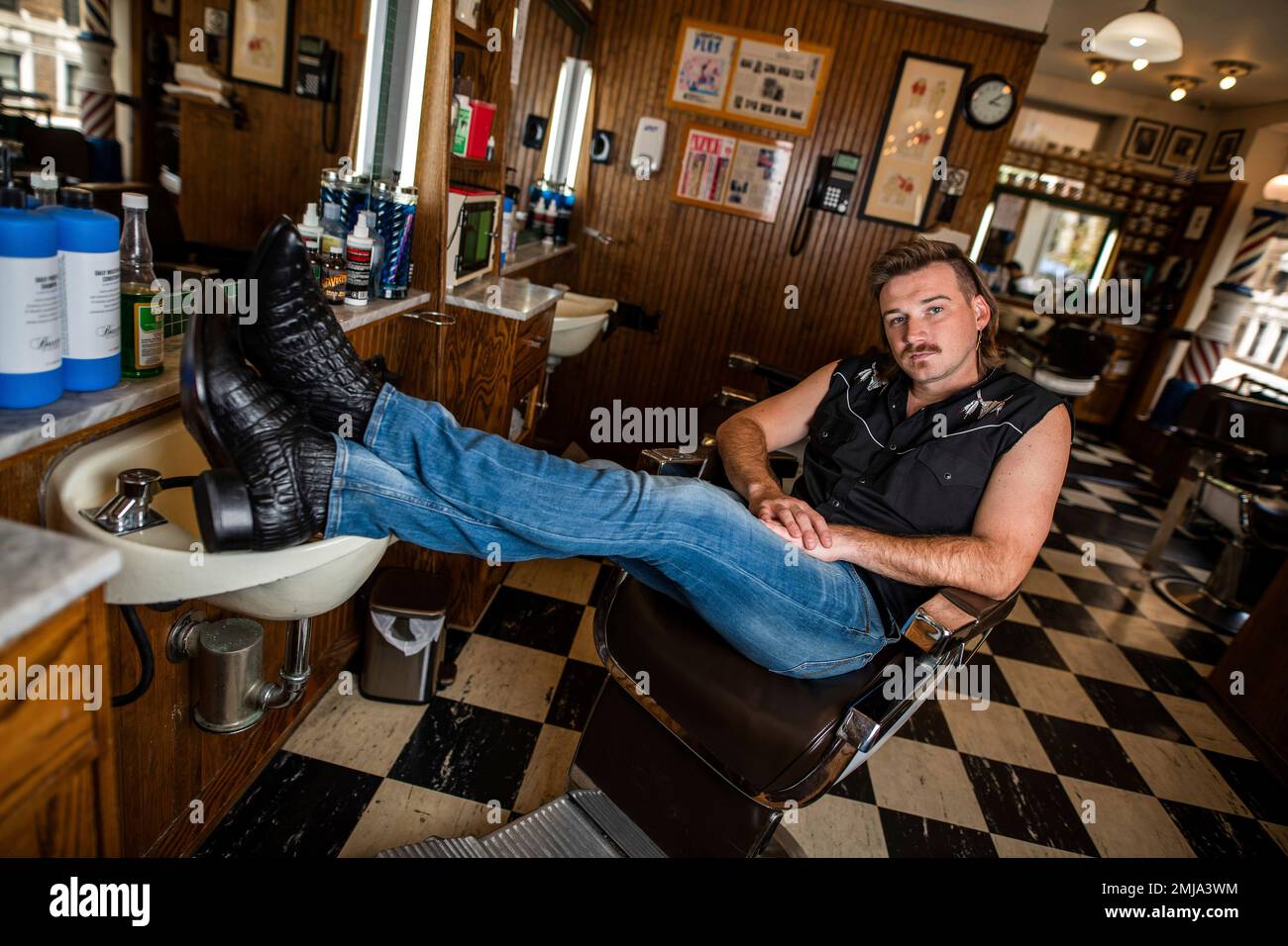 Country singer Wallen poses for a portrait after getting a