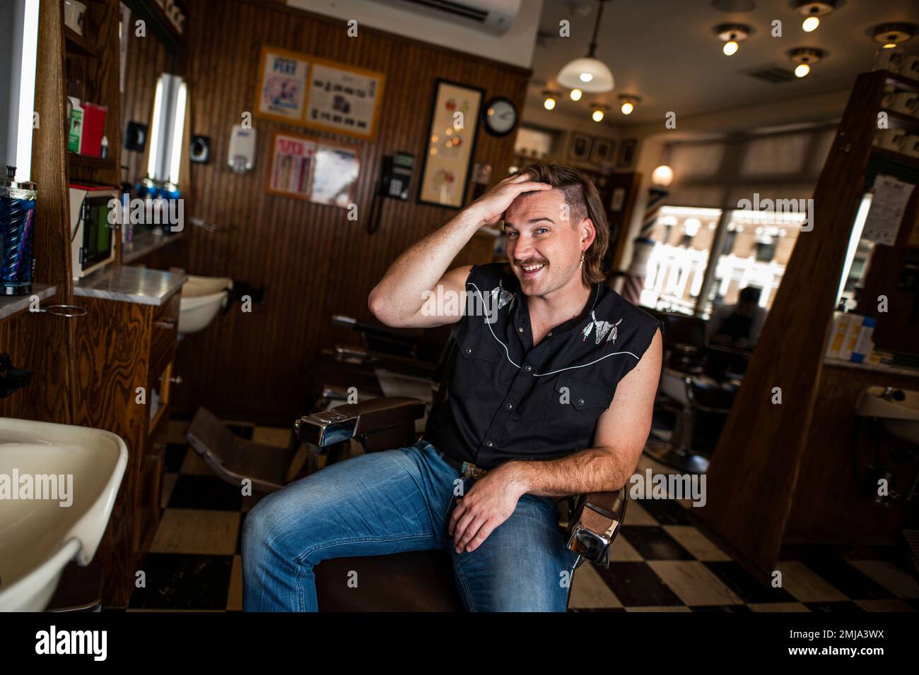 Country singer Wallen poses for a portrait after getting a