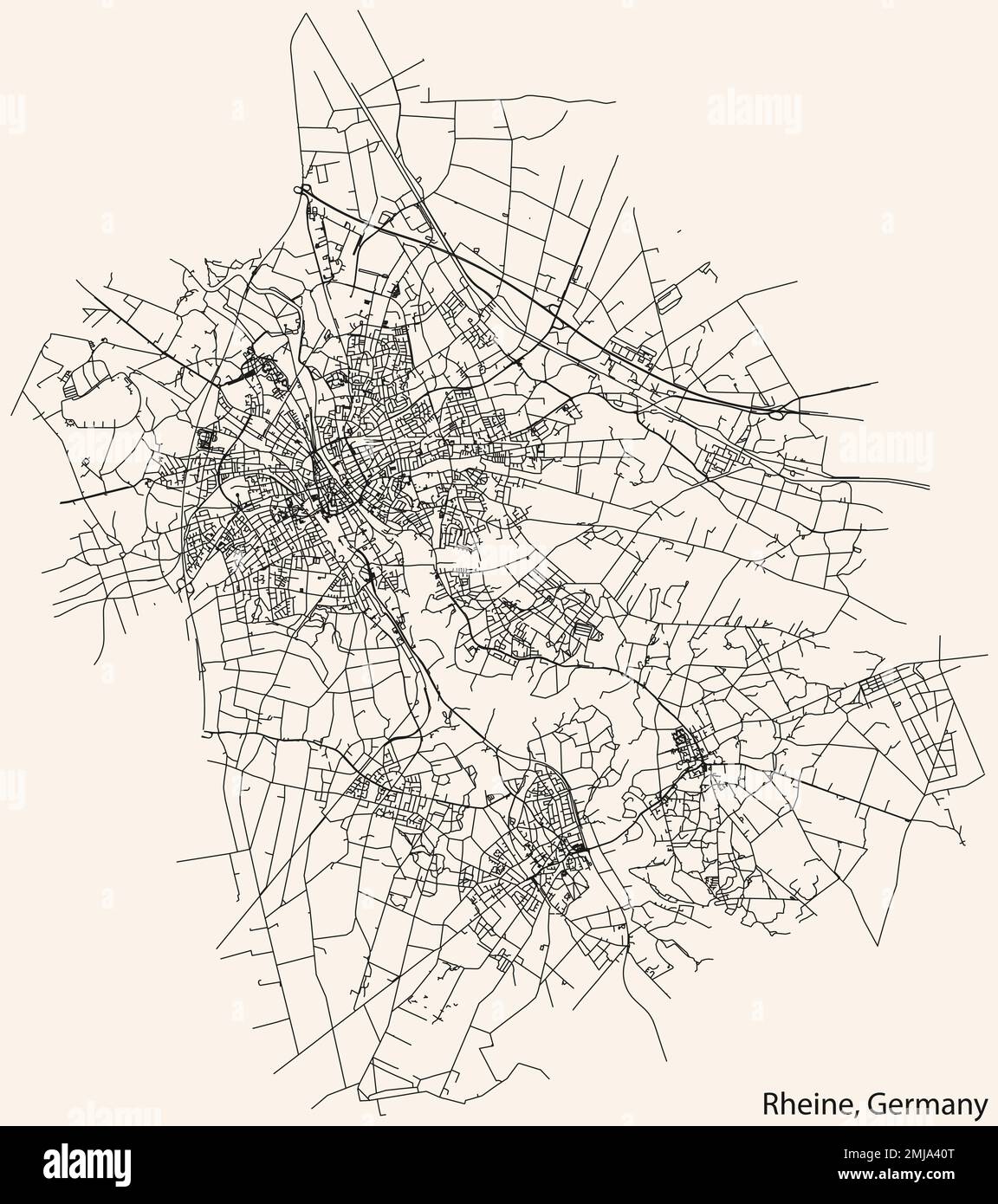 Street roads map of RHEINE, GERMANY Stock Vector Image & Art Alamy