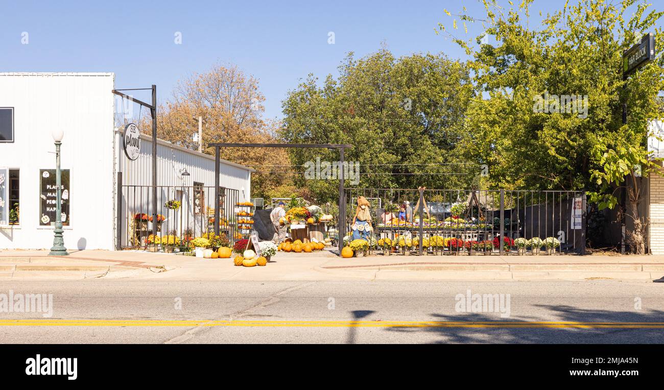Wilburton, Oklahoma, USA October 15, 2022 Small Flower shop in the
