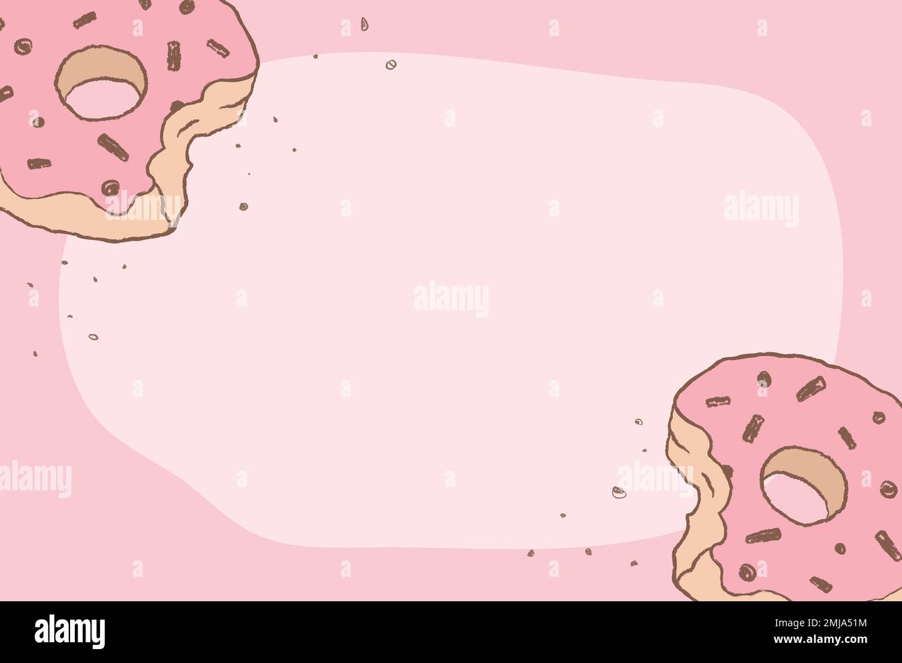 Donut pink background frame, cute illustration vector Stock Vector ...