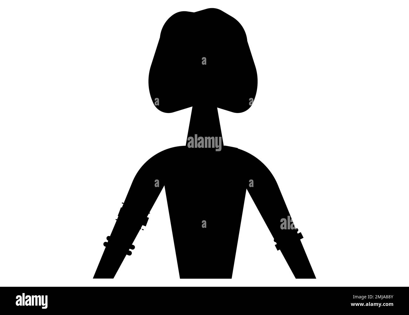 Back silhouette of an Indian women with short hair wearing jewelry vector Stock Vector