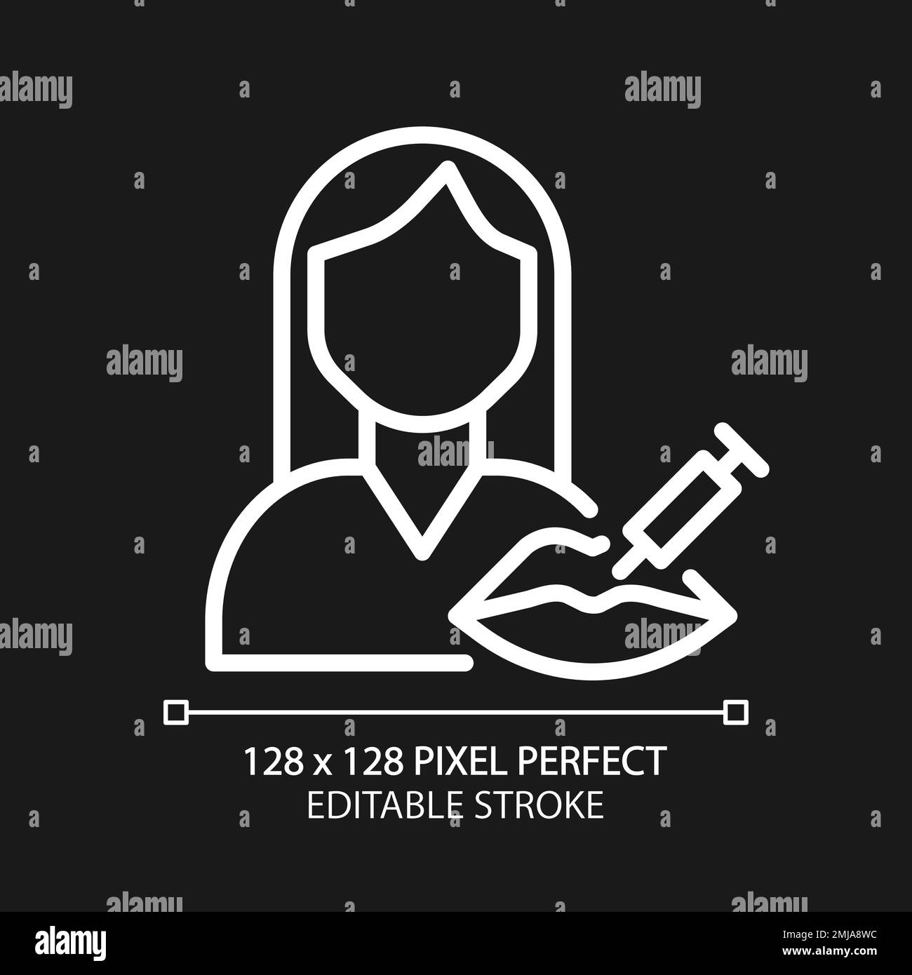 Cosmetic services pixel perfect white linear icon for dark theme Stock Vector