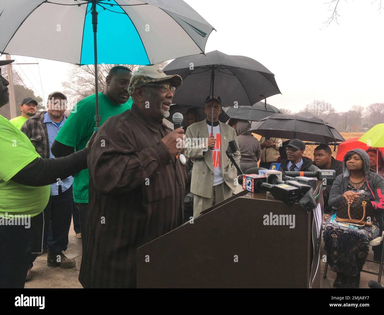 In this Feb. 1, 2018 photo Baxter Leach speaks during a ceremony