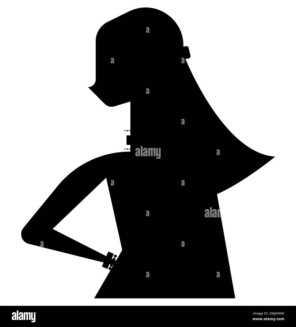 Black silhouette Indian woman with long hair in a sari Stock Vector ...