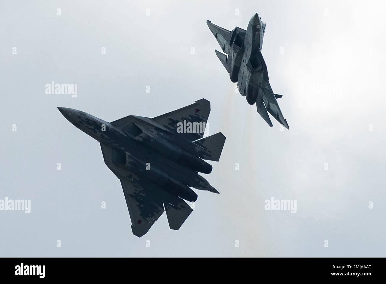 Russian Air Force Sukhoi Su 57 Fifth Generation Fighter Jets Perform