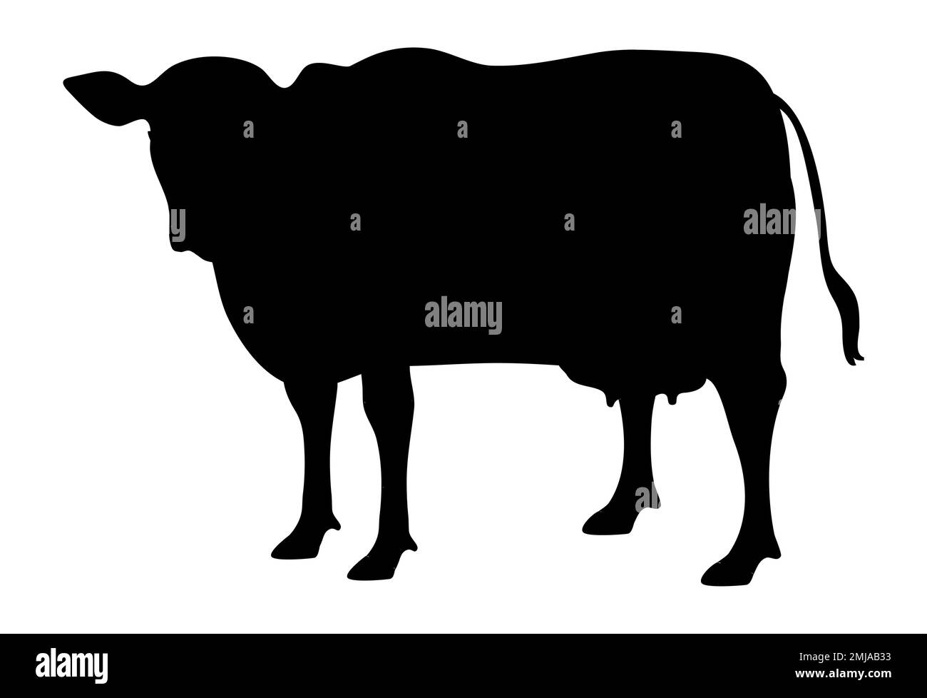 Cow Sign Cow Black Silhouette Isolated On White Background Cattle Symbol Vector Illustration