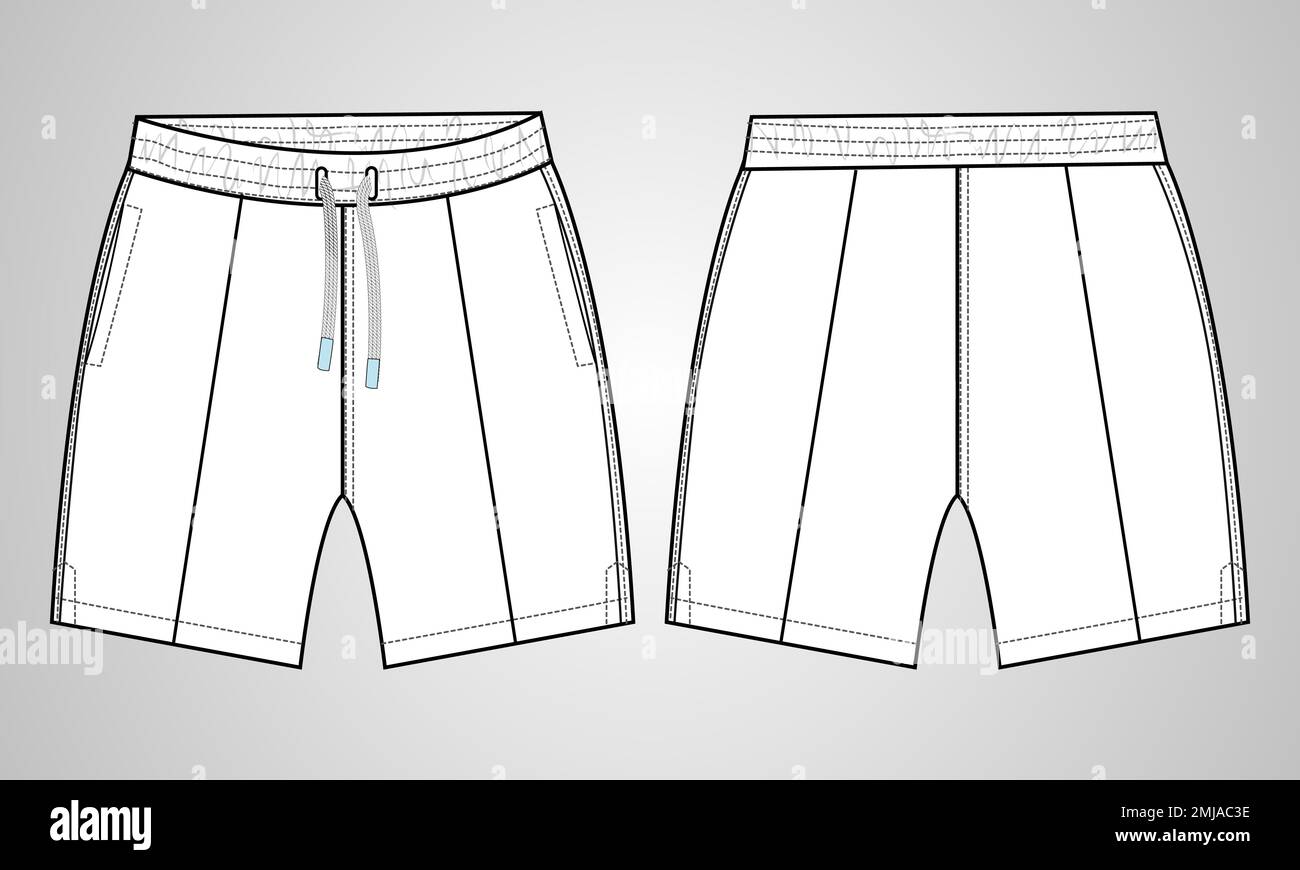 short fashion flat sketch template, Bermuda Shorts Template, Vector  Illustration of pant, Men's fashion shorts front and back view - Stock  Image - Everypixel