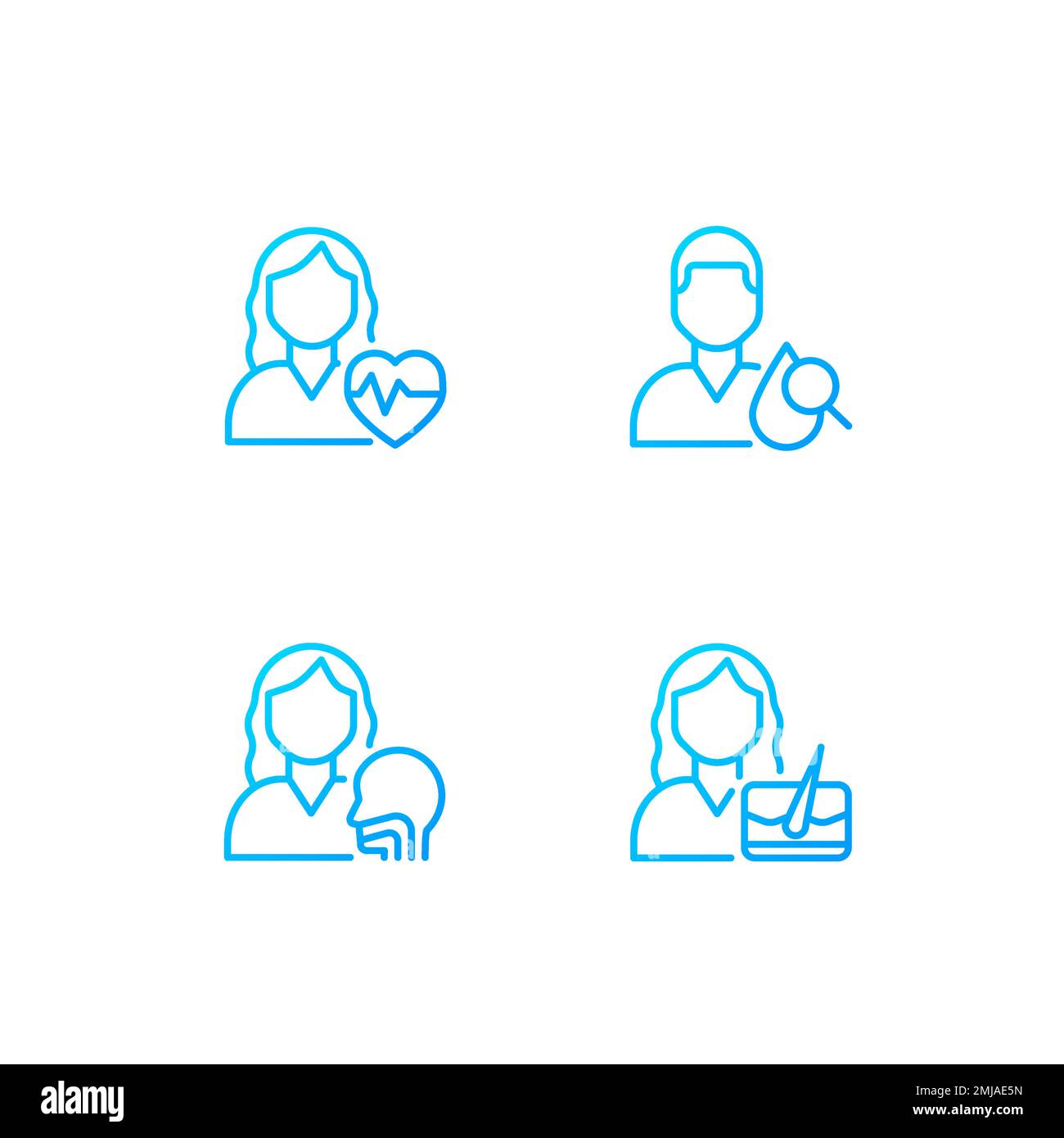 Doctor appointment pixel perfect gradient linear vector icons set Stock Vector