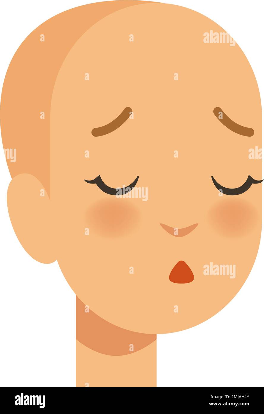 Sleeping female head. Hairless portrait with closed eyes Stock Vector