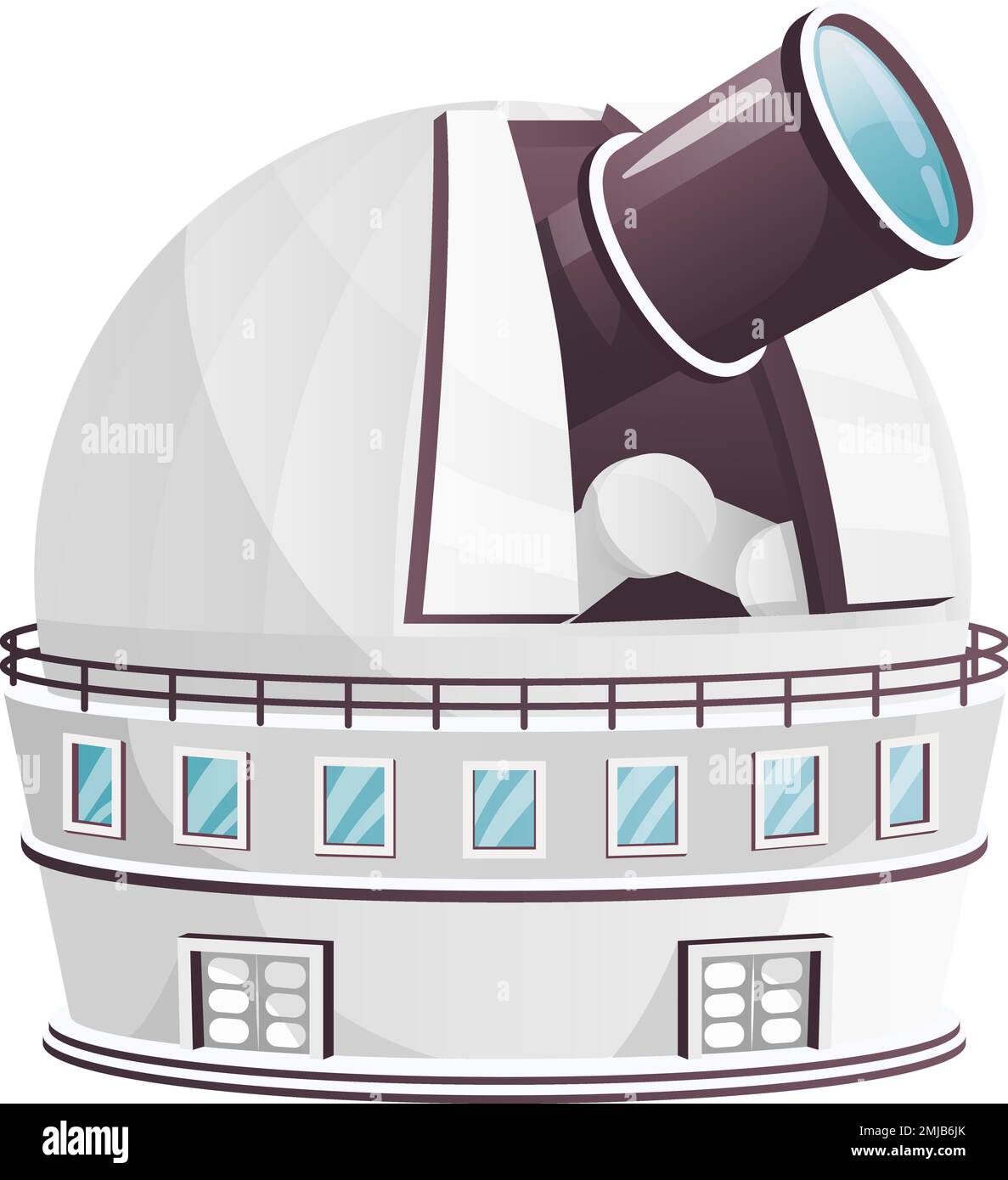 Astronomical buiding with big telescope. Cartoon observatory icon isolated on white background Stock Vector