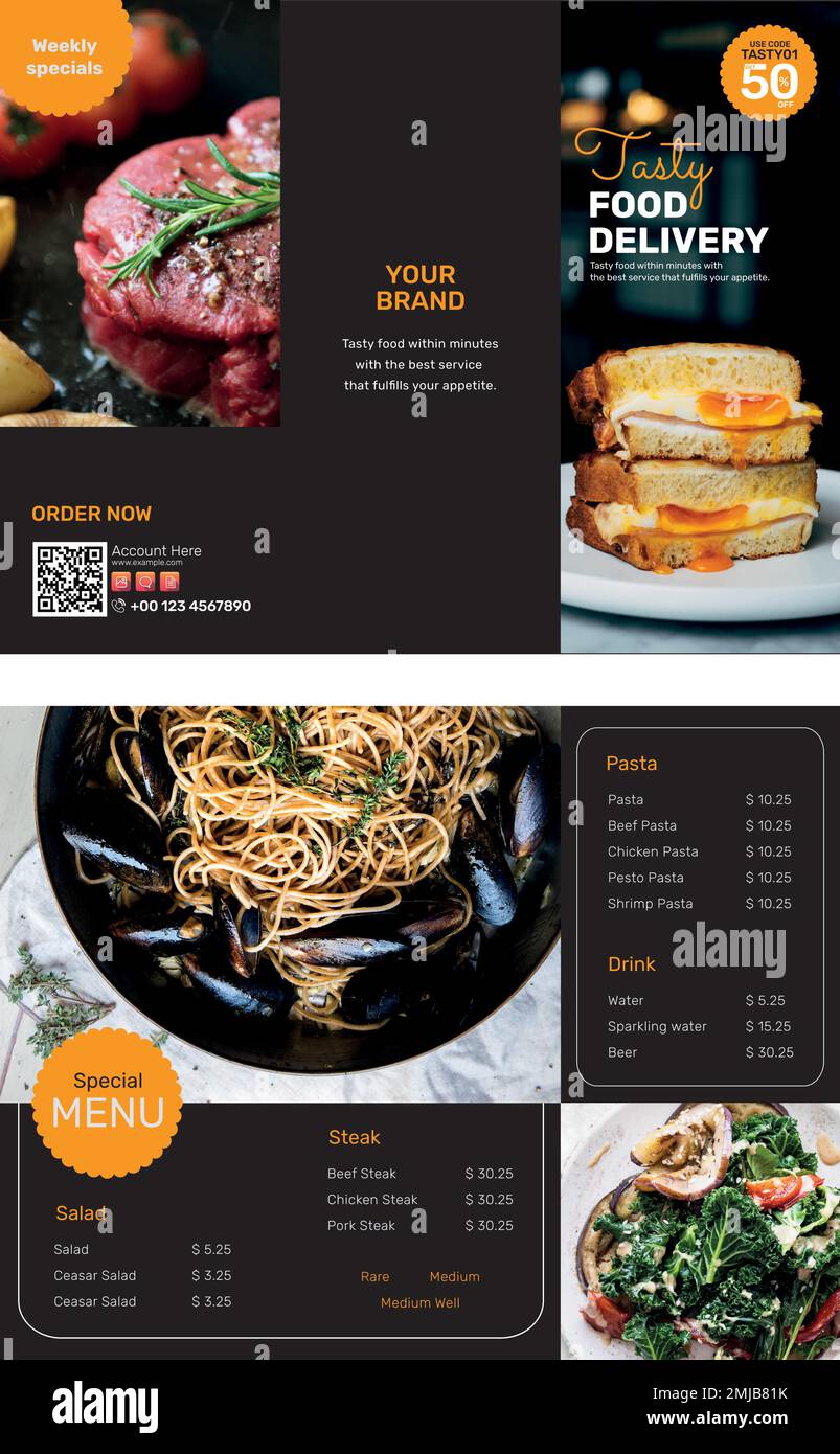 Food delivery brochure template vector Stock Vector Image & Art Alamy Food delivery brochure template vector Stock Vector Image & Art Alamy