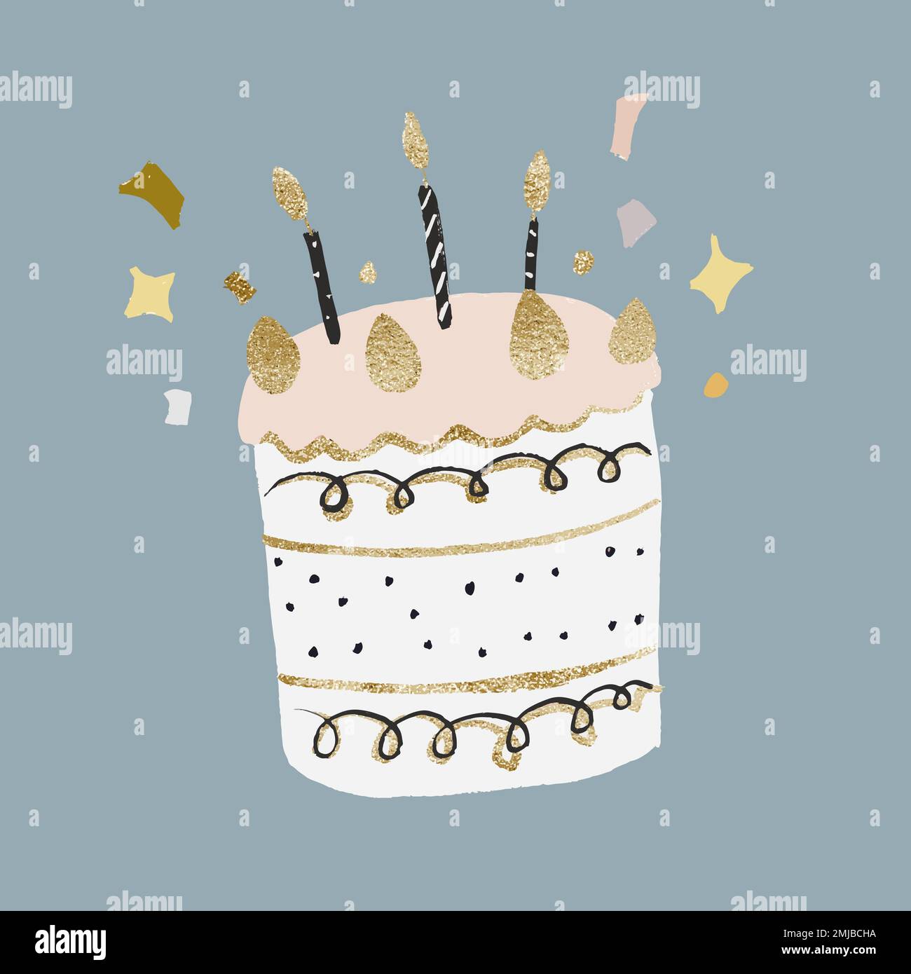 Birthday cake sticker, cute element graphic vector Stock Vector Image