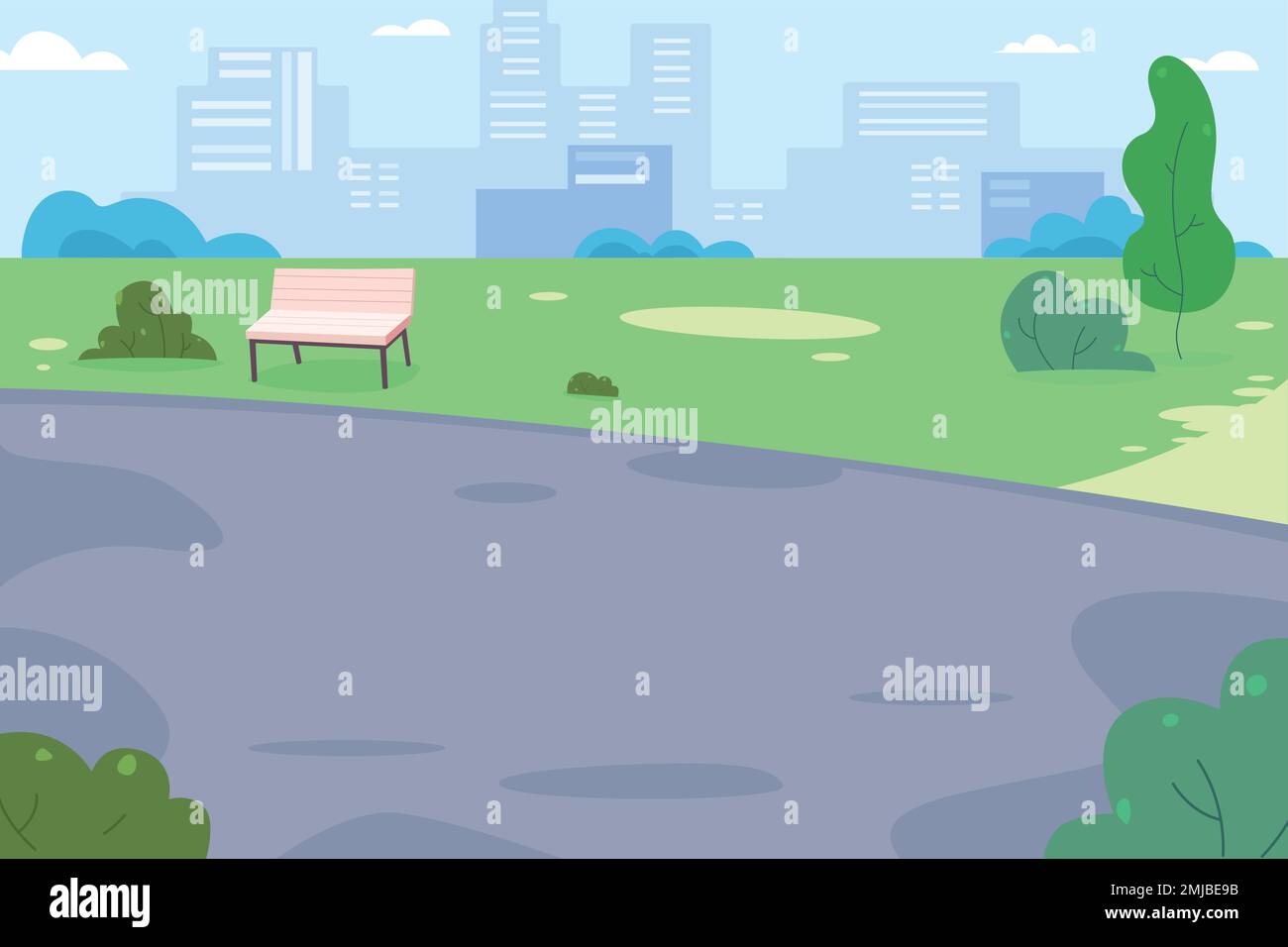 City park green landscape. Empty scene background. Vector illustration ...