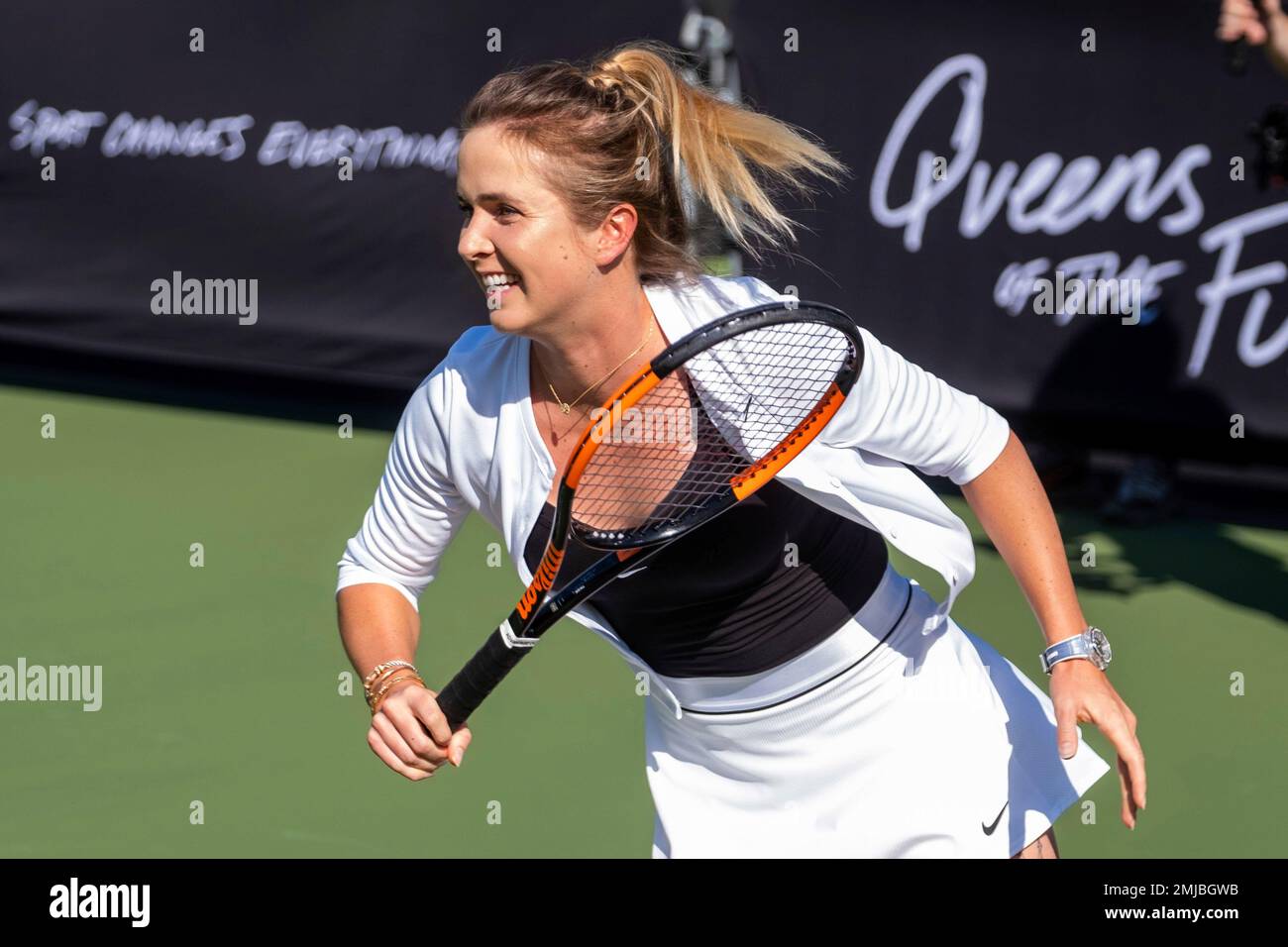 Elina Svitolina attends the Nike "Queens of the Future" tennis event at the  William F. Passannante Ballfield on Tuesday, Aug. 20, 2019, in New York.  (Photo by Charles Sykes/Invision/AP Stock Photo -