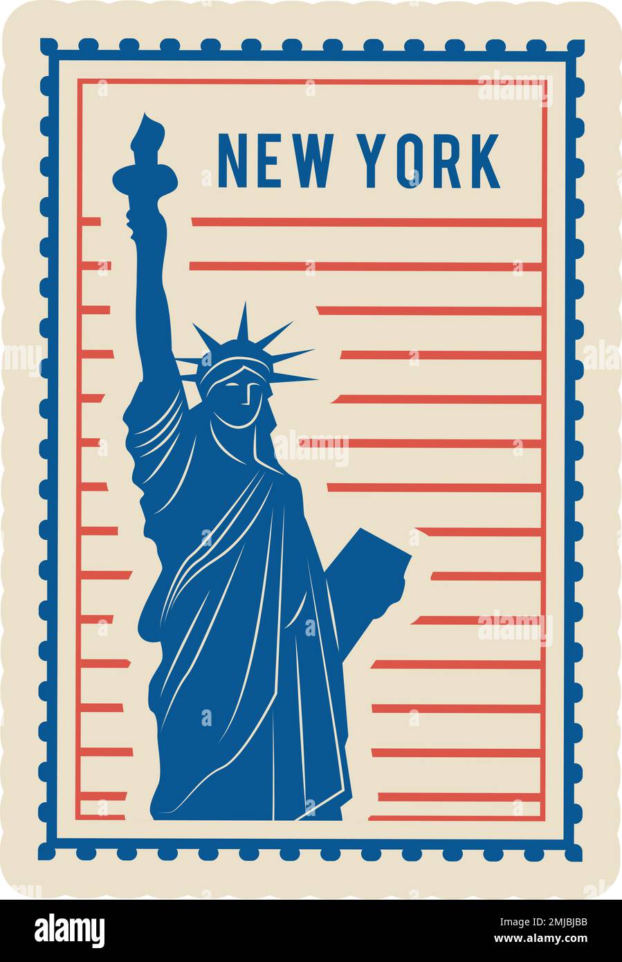 New York postmark. Retro rectangular mail label Stock Vector