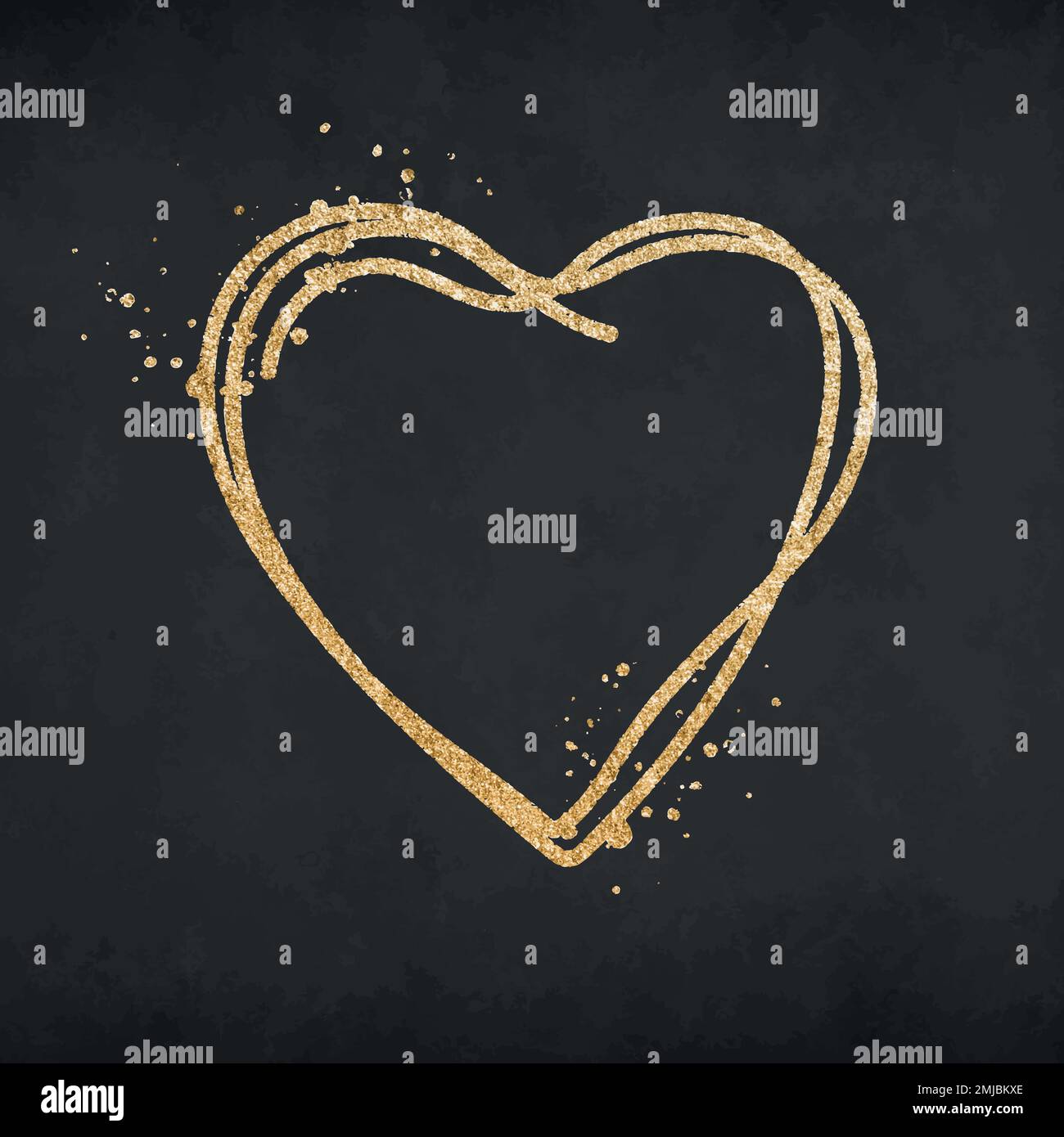 Doodle heart icon, glitter gold element graphic vector Stock Vector ...
