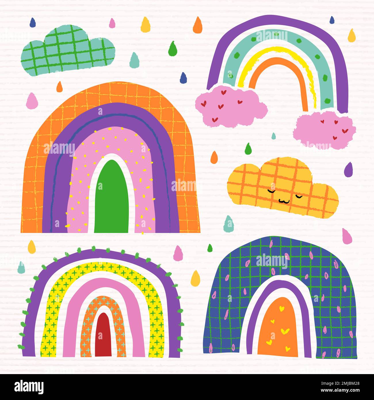 Funky rainbow in doodle style vector set Stock Vector Image & Art - Alamy