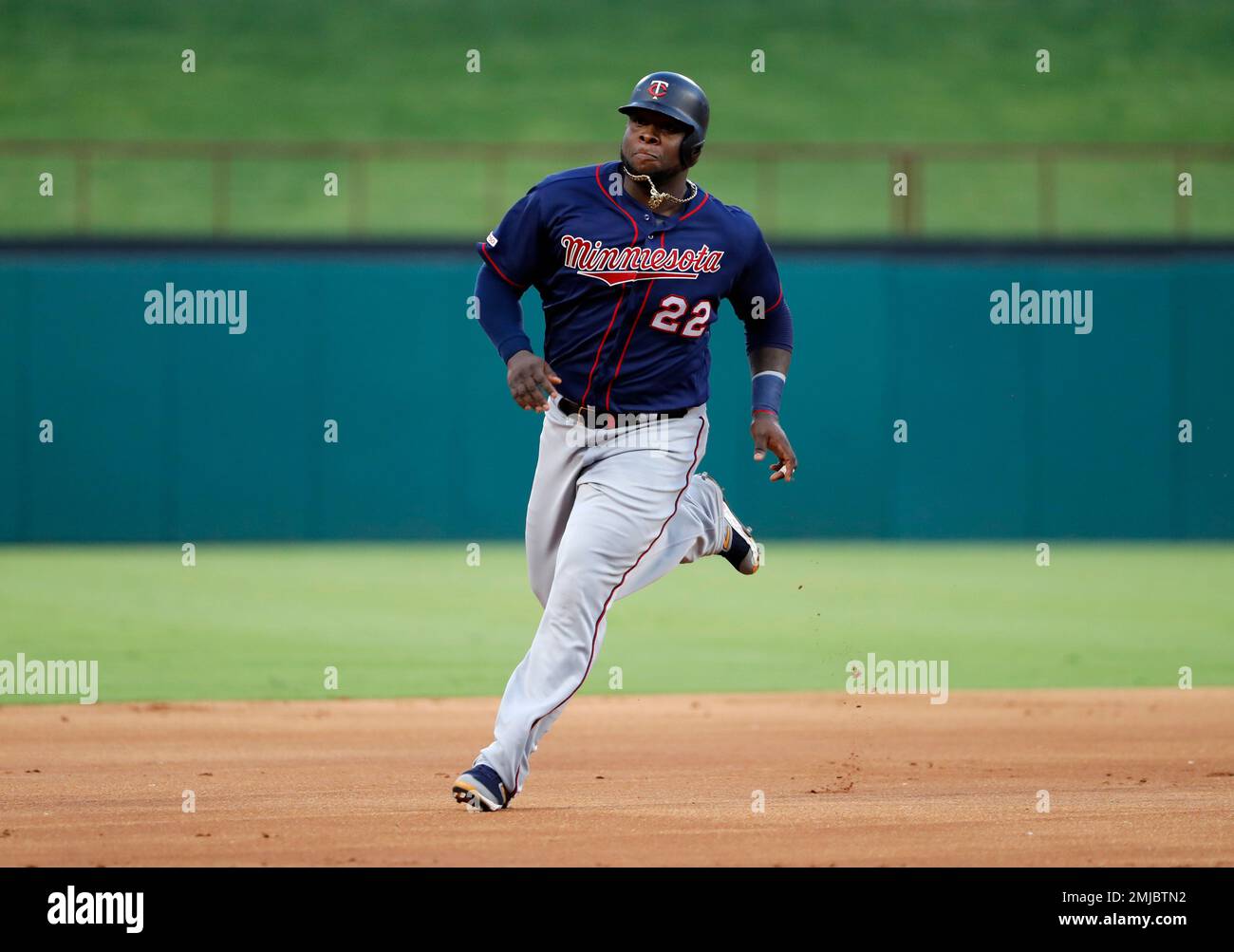 Minnesota Twins' Miguel Sano advances to third during a baseball game ...