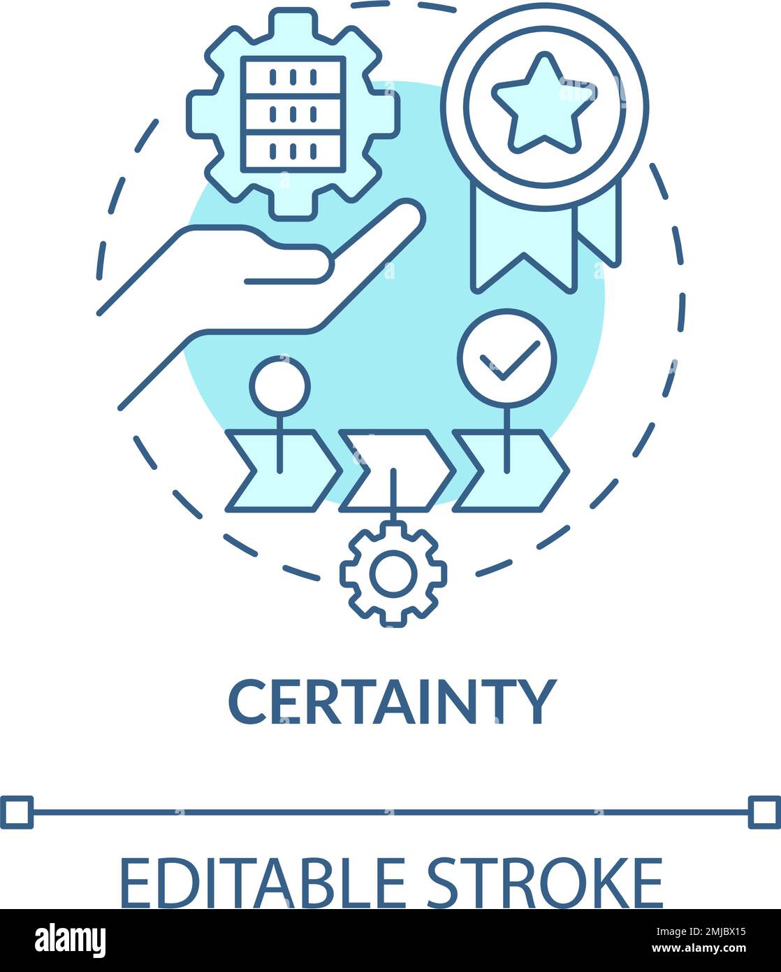 Certainty turquoise concept icon Stock Vector