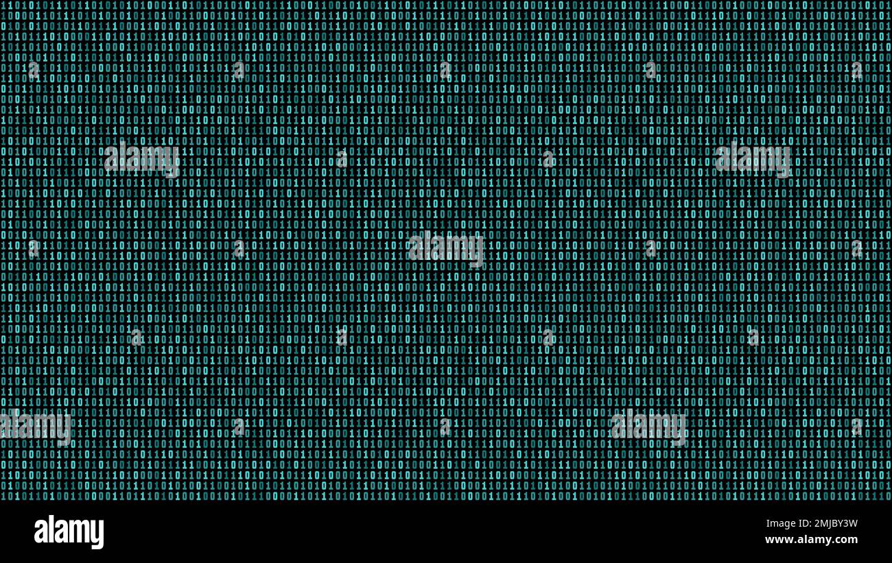 Abstract technology digital background. Binary code stream seamless vector pattern. Computer code seamless turquoise blue texture. Stock Vector