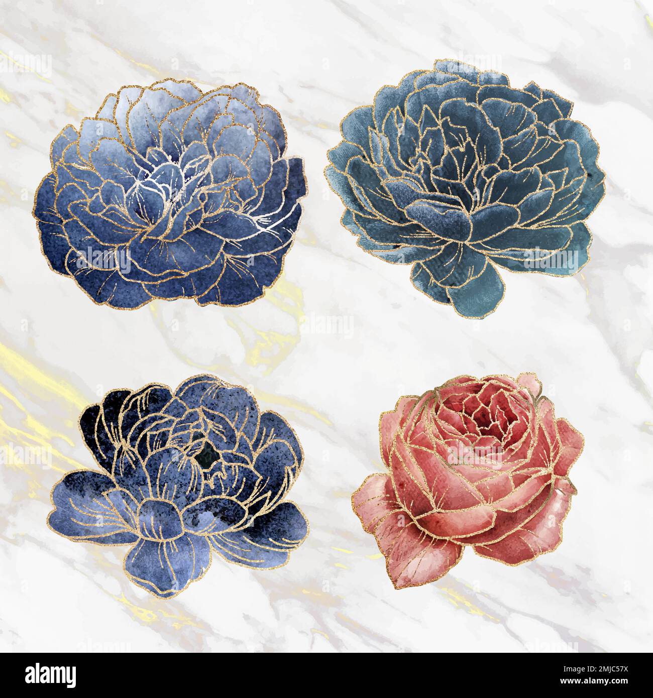Golden flower ornament vector set Stock Vector Image & Art - Alamy
