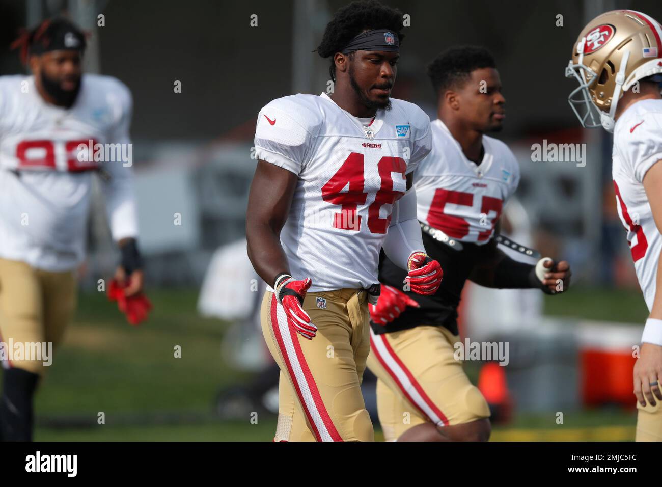 San Francisco 49ers linebacker Azeez Al-Shaair (51) against the Denver  Broncos during the first half of an NFL football game in Denver, Sunday,  Sept. 25, 2022. (AP Photo/Jack Dempsey Stock Photo - Alamy