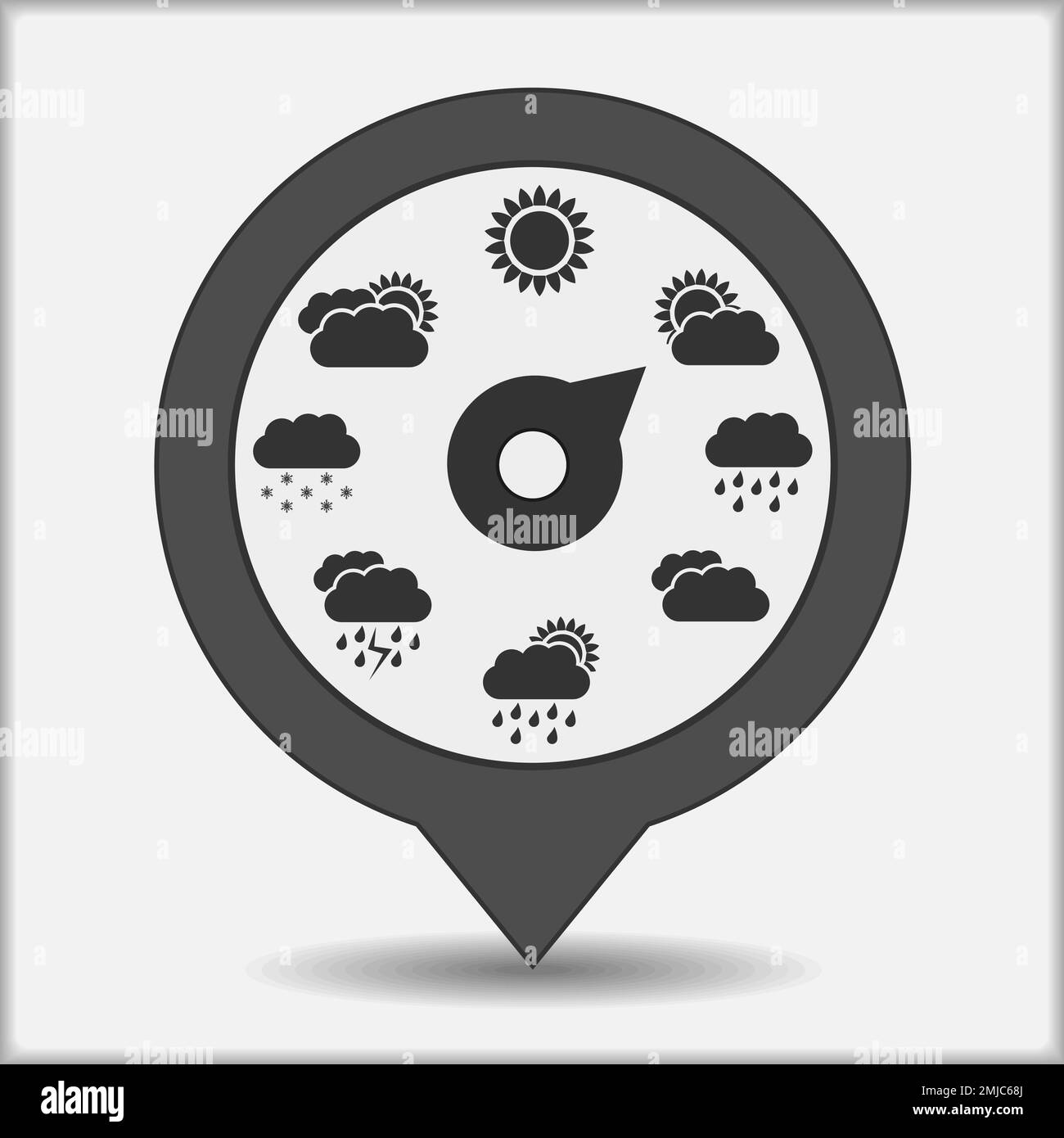 Map marker with weather indicator, vector eps10 illustration Stock Vector