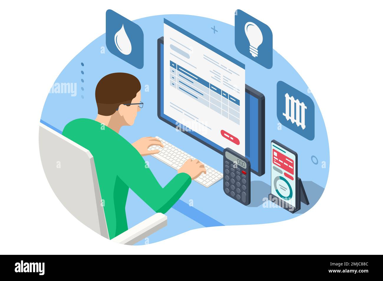 Isometric Online Bill Payment. Home Utilities Bill Payment Services