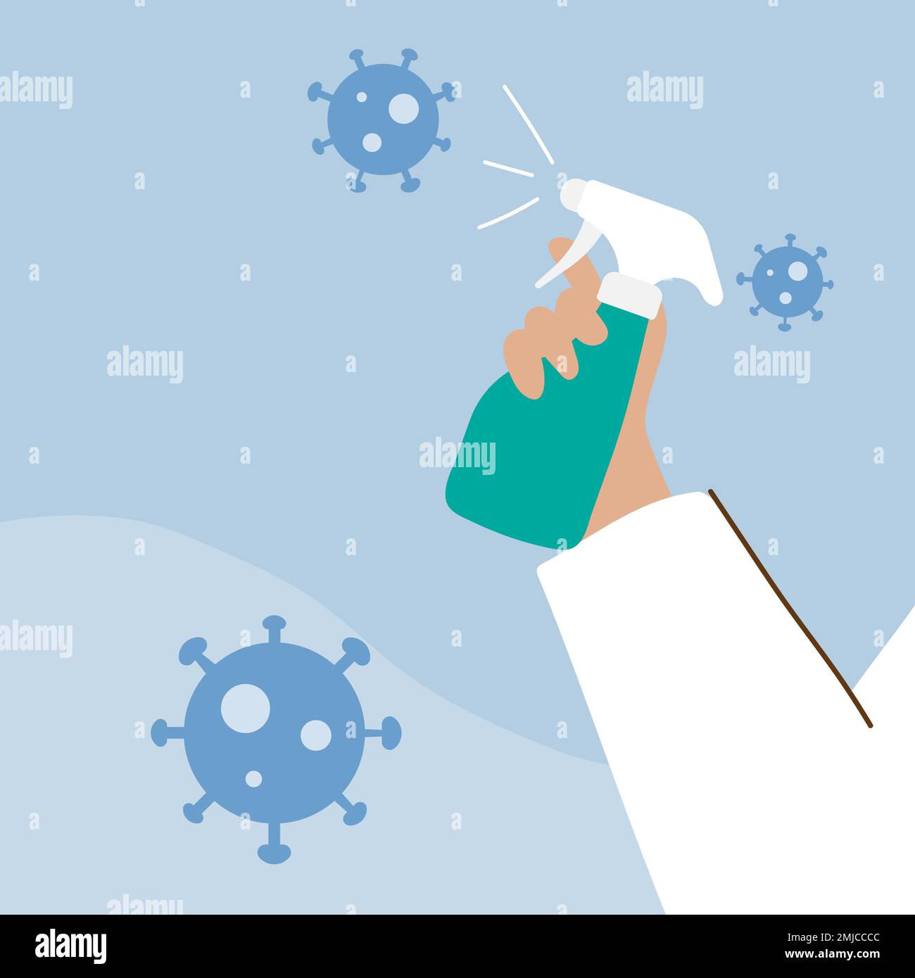Man spraying alcohol to prevent infection of coronavirus vector Stock ...