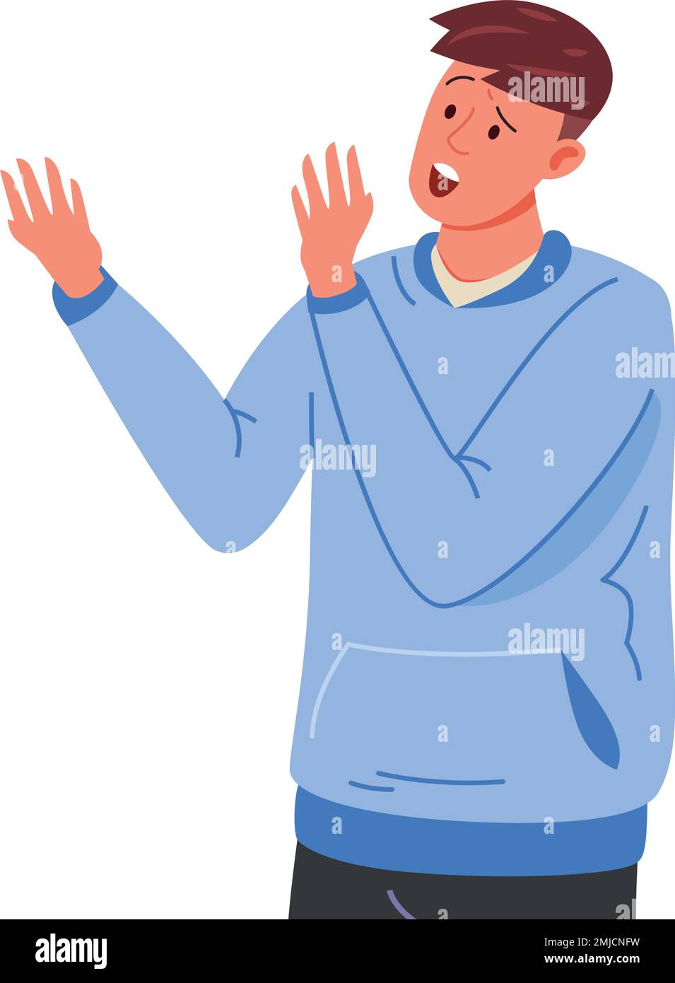 Man yelling. Angry person argument. Fighting guy isolated on white background Stock Vector